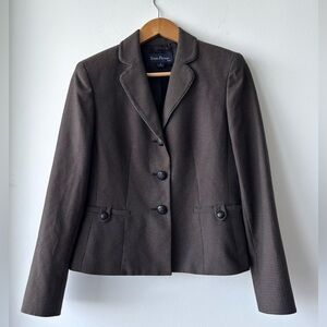 VTG Evan Picone Blazer Brown Black Lined 3 Button Crest Women 6 Office Preppy